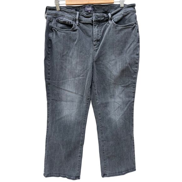 NYDJ Marilyn Straight Sure Stretch Mid-Rise Gray Jeans Lift Tuck Sz 16 EUC - Picture 1 of 8